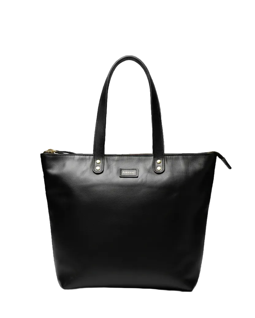 PARVENS Leather Tote - Grey Background